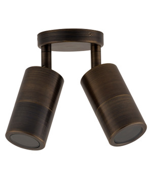 WALL GU10X2 PILLAR D/ADJ RND BASE ANTIQUE BRASS 90D