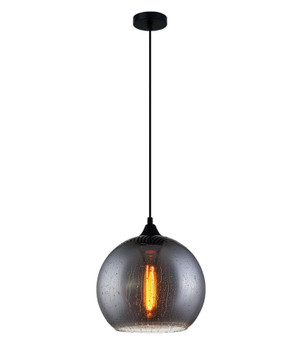 PENDANT ES 72W Smoke BLK WINE GLASS with raindrop effect