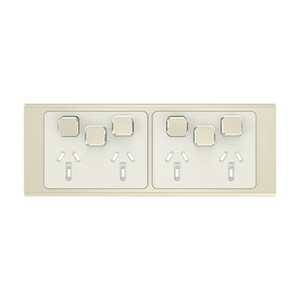 Clipsal Iconic Styl Quad Power Point Skin with 2 extra switches, Horizontal Mount, 250V, 10A