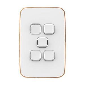 Clipsal Iconic Essence Switch Plate Skin, Vertical/Horizontal, 5 Gang