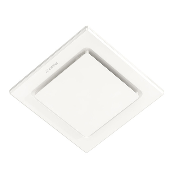 A square exhaust fan featuring a low profile slim design with 2 sizes and shapes available.