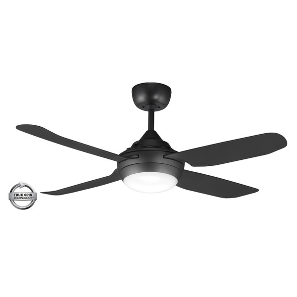1220mm Glass Fibre Composite 4 Blade Ceiling Fan with True Spin Technology motor with TriColour Step Dimmable LED light included. Suitable for indoor/covered outdoor and commercial applications.
