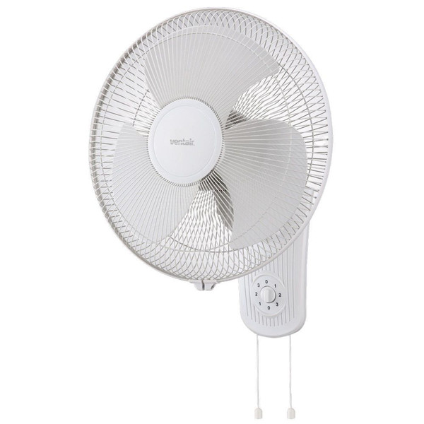 40cm White 3 Speed Oscillating Wall Mounted Fan with Remote Control. AC plug and lead makes installing easy.