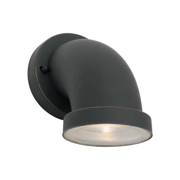 Snorkel is a Unique Tubular Half Bent Shape LED Exterior Wall Light where Light is Directed Downwards. Features Clear Glass and Bronze Finish. Coastal Rated with IP44 Indoor/Outdoor Under Cover Area Rating.