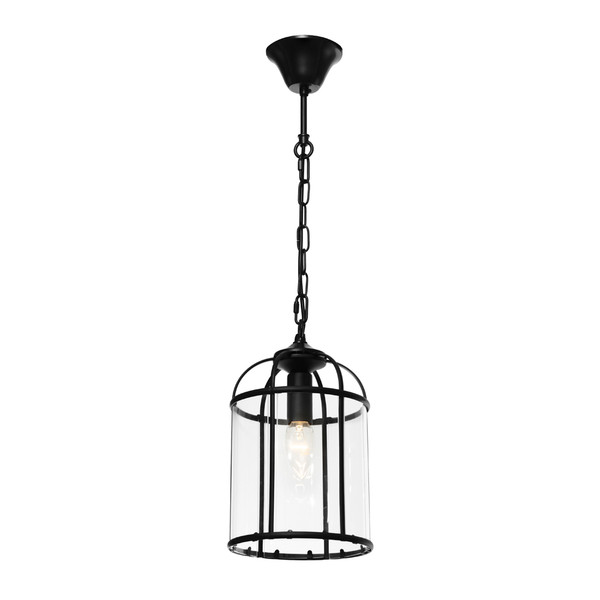 Clovelly is a Traditional, Elegant and Classically Designed 1 Light Pendant Featuring Cage Shape, Black Metalware and Curved Glass Panels. Looks great with Decorative Filament Globe.