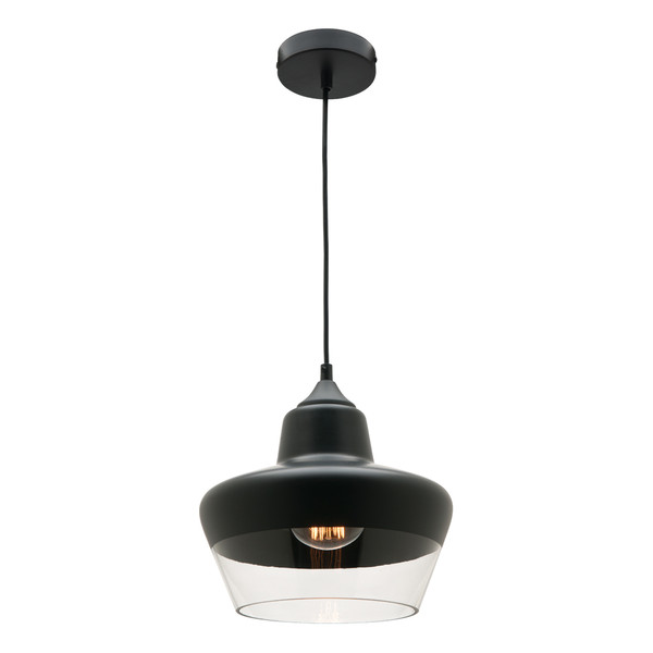 Stout is a Stunning Black/Clear Glass Single Pendant with 2 Metre Black Adjustable Cable and Canopy. Stout is a Modern Contemporary Fitting sure to Add Class and Style to Any Home. Perfect for Kitchen, Dining or Living Room.