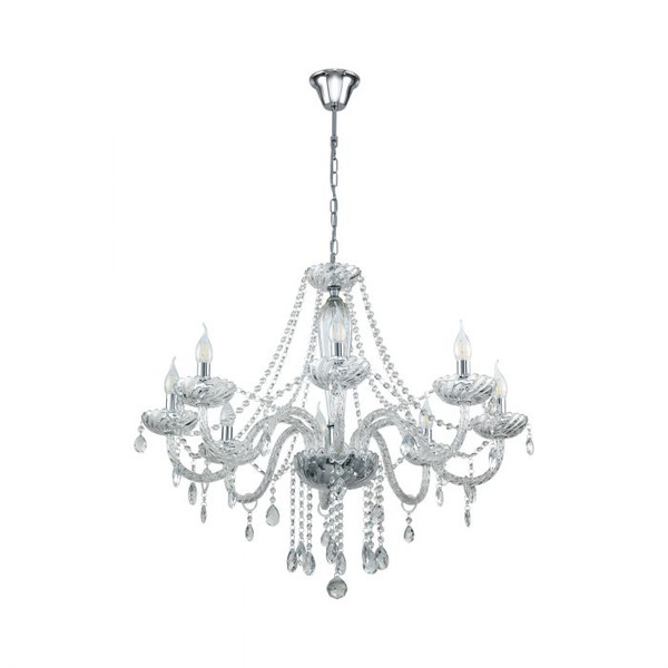 The BASILANO series comes in various pendant options and comes in traditional clear glass with chrome highlights.