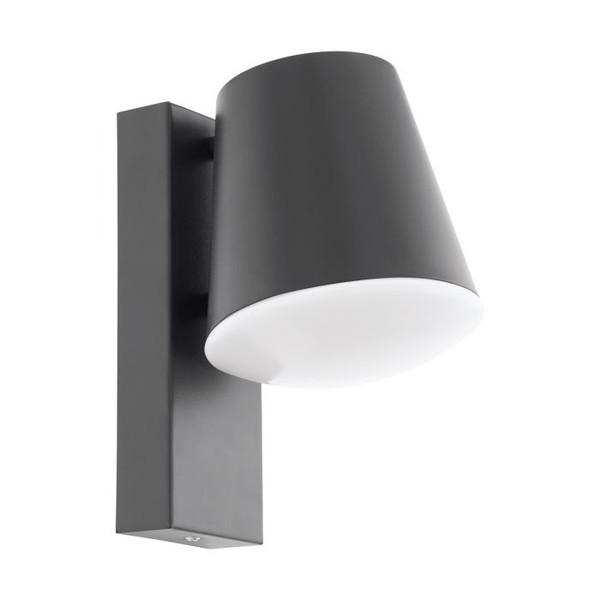 This wall luminaire of the series CALDIERO from the outdoor collection is made of anthracite powder-coated steel. It has a simple, conical shape with the light pointing down and is available with or without sensor.