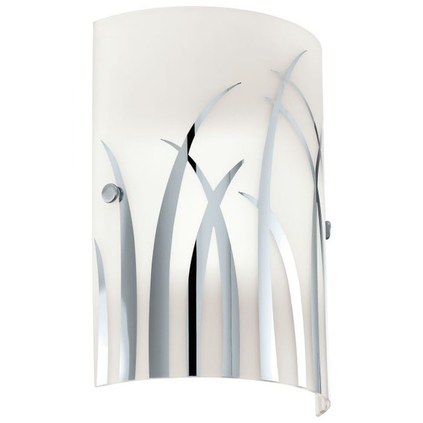 This wall luminaire from the series RIVATO is made of chrome-plated steel and an opal glass with chrome-plated decal.