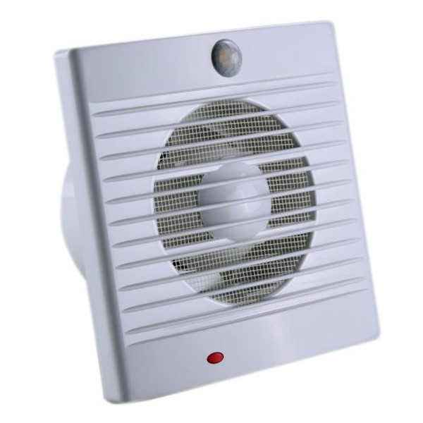 The Sensa-flow is a square wall or window exhaust fan with a PIR motion Sensor. Any Subsequent/new movement will restart the ON time for 1 minute. It includes an integrated fly-proof net. Its Ball bearing motor has a quiet operation. Included is a mounting kit and fastening ring for window installation and 40cm 2-wire lead for hardwired installation. It also includes a backdraft shutter.