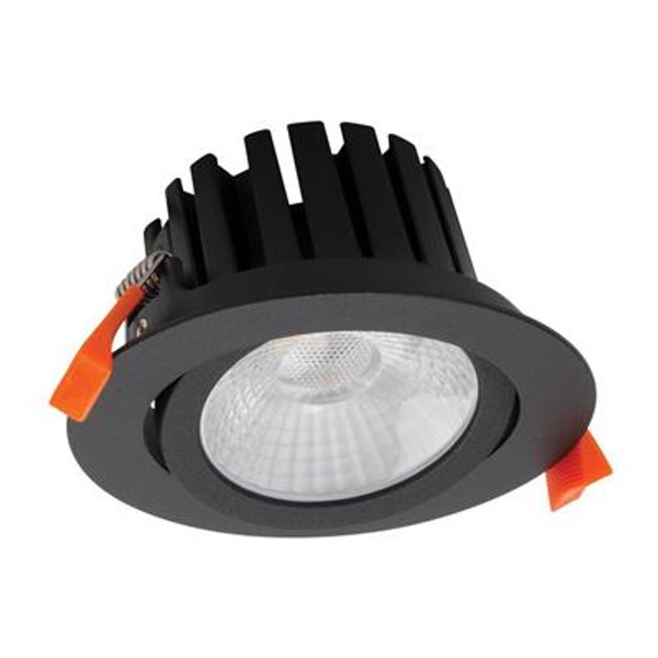 AQUA-13 Round 13W LED Tiltable Dimmable Downlight - Textured Black Frame