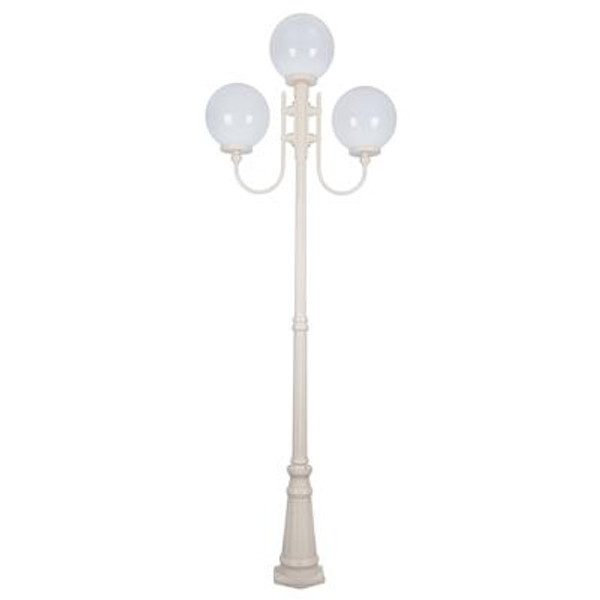 GT-623 Lisbon Triple 30cm Spheres Curved Arms Tall Post Light - Powder Coated Finish / E27