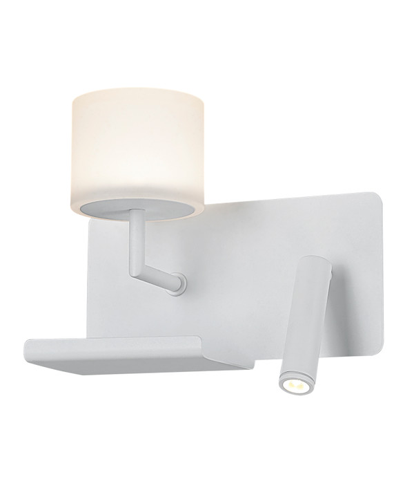 WALL INTERNAL S/M LED MATT WH 2 switch FR Glass Decorative & Left Oriented Reading Light (w/USB charger) 3000K	