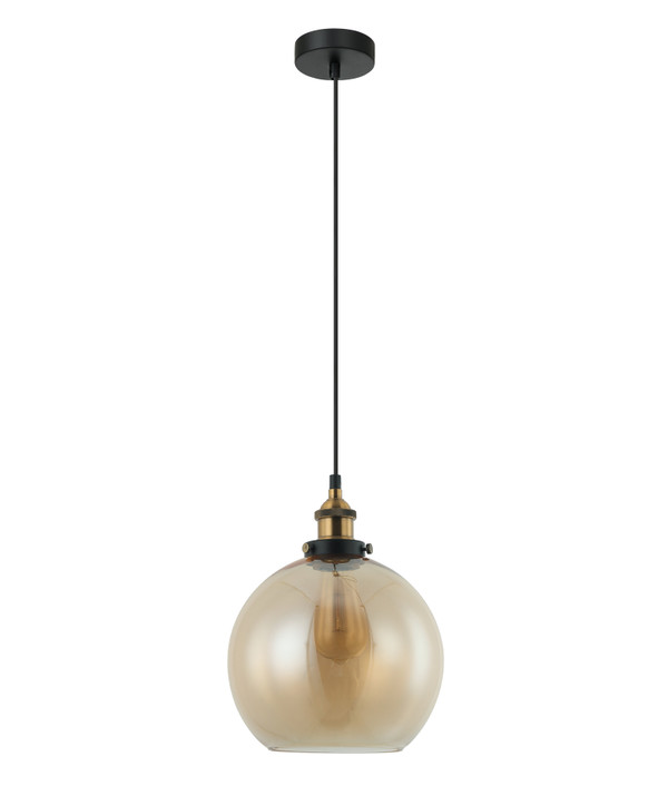 PENDANT ES 72W Amber Wine Glass With Antique Brass Highlight