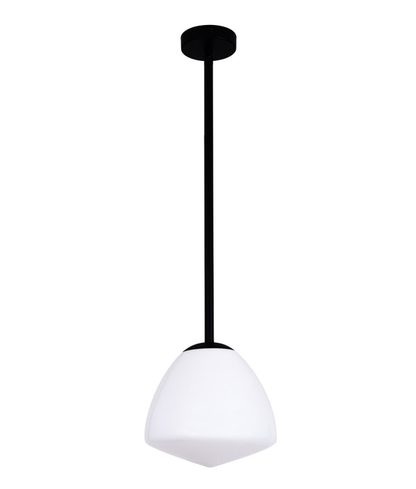 PENDANT ES 40W Matt Black SML Tipped Dome Frosted Glass