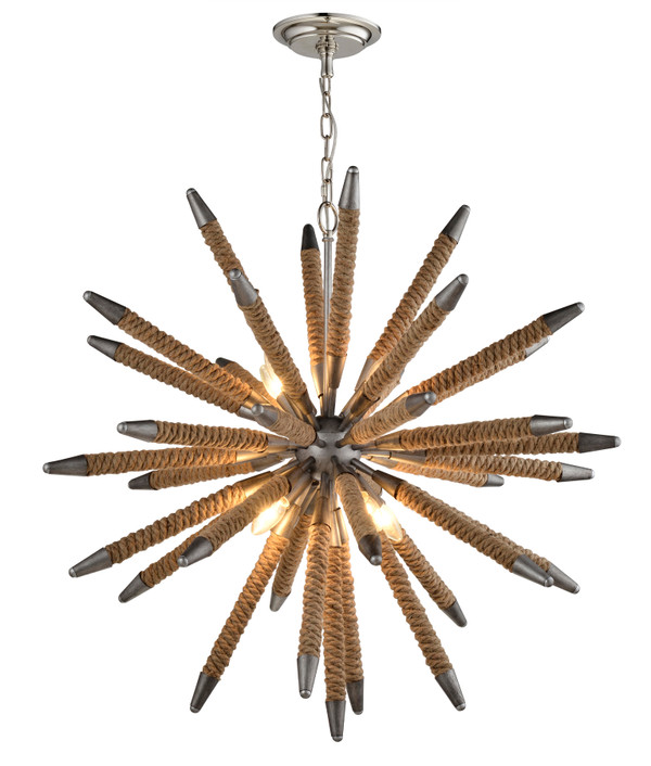 PENDANT SES x 8 60W Weathered Zinc Hardware and Natural Rope