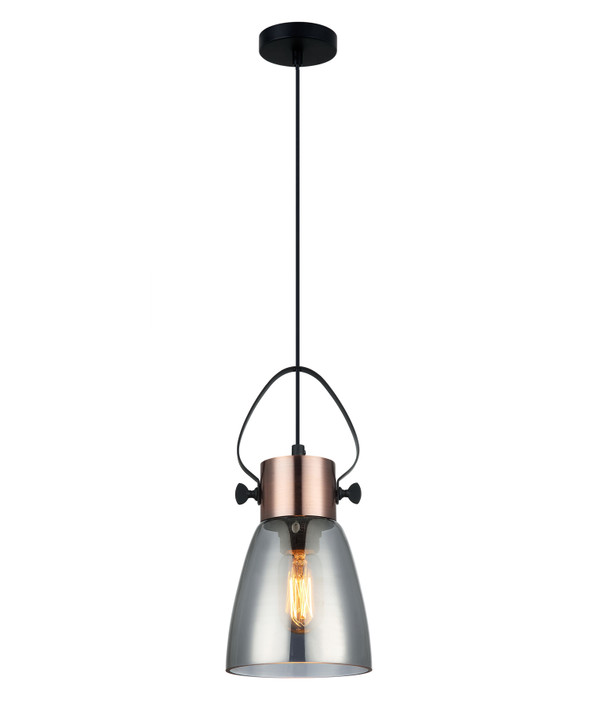 PENDANT ES 72W Copper Plate with smoke Glass Flat Top Ellipse