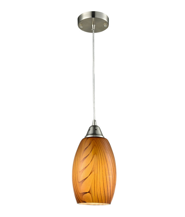 PENDANT ES 60W AMBER ELLIPSE (Hand blown glass)