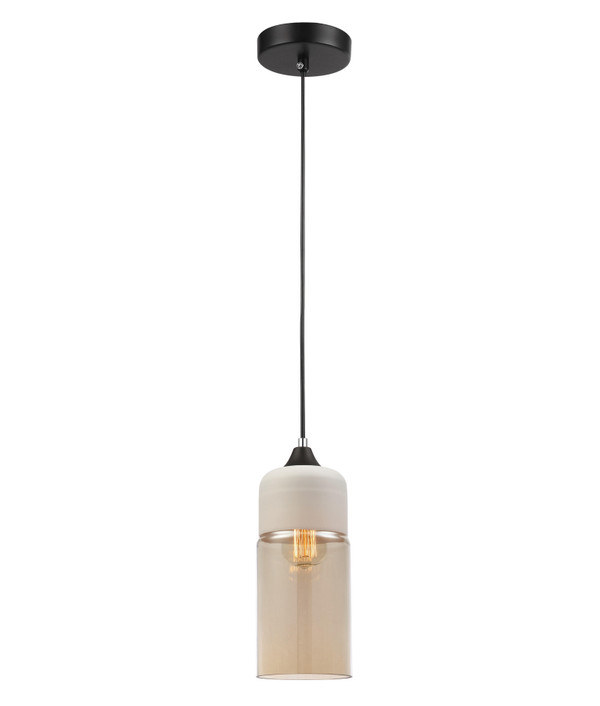 PENDANT ES 72W WH with AMBER OBLONG