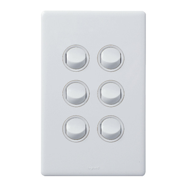 Excel Life Rocker Switch 6 Gang White