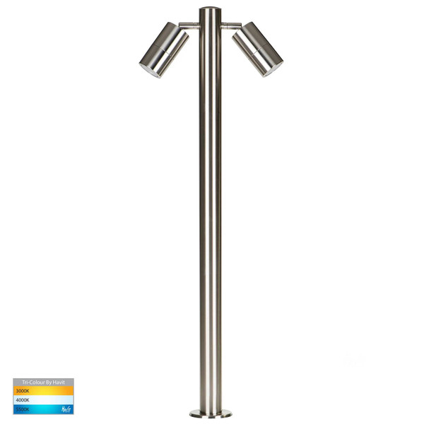  HV1507T-SS316 - Tivah 316 Stainless Steel TRI Colour Double Adjustable LED Bollard Light 