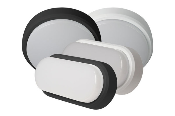 OHIO 12W IP54 CIRCULAR BULKHEAD, 4000K, c/w WHITE and BLACK TRIMS