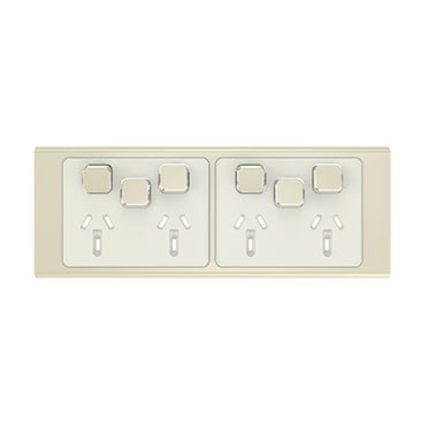 Clipsal Iconic Styl Quad Power Point Skin with 2 extra switches, Horizontal Mount, 250V, 10A