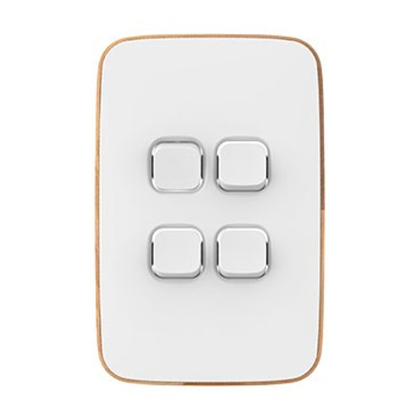 Clipsal Iconic Essence Switch Plate Skin, Vertical/Horizontal, 4 Gang