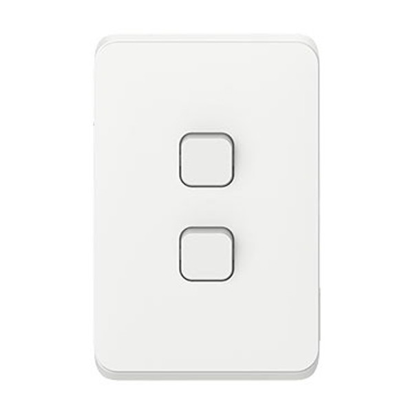 Clipsal Iconic Flush Switch Vertical Mount, 2 Gang