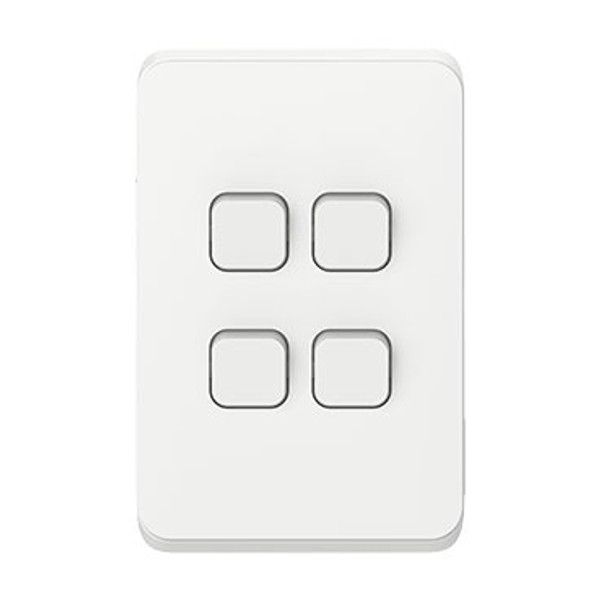 Clipsal Iconic Flush Switch Vertical Mount, 4 Gang