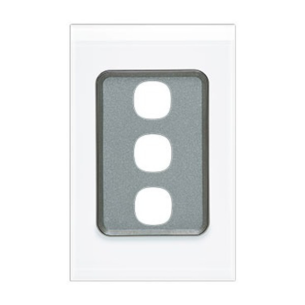 Saturn Series Switch Grid Plate and Cover 3 Gang, Vertical/Horizontal Mount