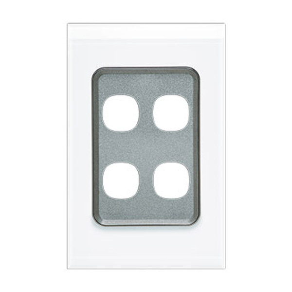 Saturn Series Switch Grid Plate and Cover 4 Gang, Vertical/Horizontal Mount