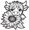 Peek-A-Boo Sunflower Highland Calf StampEmbossCut set