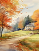 Fall Watercolor Water Scenes Peel & Place - 4 Different Images - AVAILABLE ONLINE ONLY