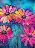 Bright Pink Flowers Peel & Place - 4 Different Images - ONLY AVAILABLE ONLINE