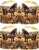 Horse Standing Amongst Fall Sunflowers Peel & Place