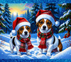Christmas Dogs Hats & Scarves Snowy Mountains Peel & Place