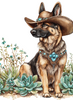 Turquoise German Shepherd Succulents Peel & Place