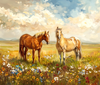 Horses in Wild Flower Meadow Peel & Place