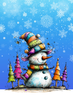 Snowman with Colorful Lights Peel & Place - 4 Different Images - ONLY AVAILABLE ONLINE