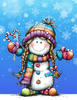 Snowman Colorful with snowy background Peel & Place - 4 Different Images - ONLY AVAILABLE ONLINE