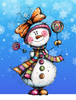 Snowman Colorful with snowy background Peel & Place - 4 Different Images - ONLY AVAILABLE ONLINE