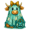 Halloween Highland Cow Ghost Peel & Place - 4 different images/12 images per sheet