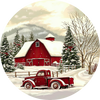 Red Truck & Barn in Snow Peel & Place - 4 different images/12 images per sheet