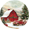 Red Truck & Barn in Snow Peel & Place - 4 different images/12 images per sheet