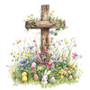 Easter Cross Flowers and Bunnies 4 different images- ONLINE ONLY