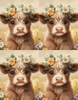 Highland Calf with Ring of Flowers on Head Peel & Place