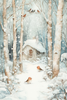 Wintery Scenery with Birds Peel & Place