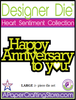 Heart Sentiment Collection "Happy Anniversary to you" large 2-pc (word & shadow) set