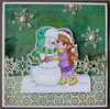Little Lena Hugging Snowman Creative Imprints rubber stamp